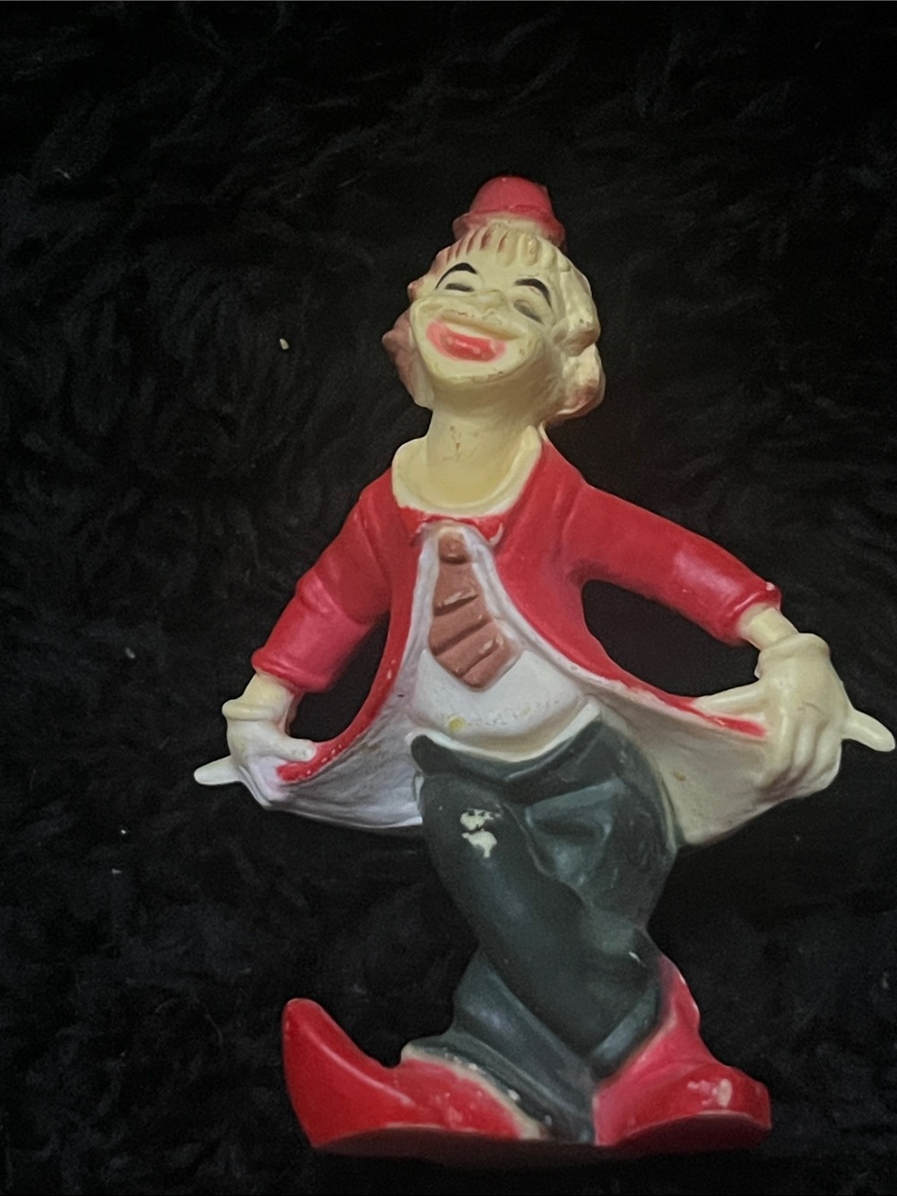 Vintage Red Clown Figurine Home Art 502